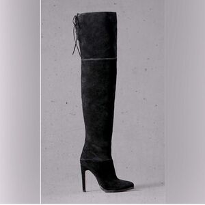 Express Edition knee high black faux suede boots size 8